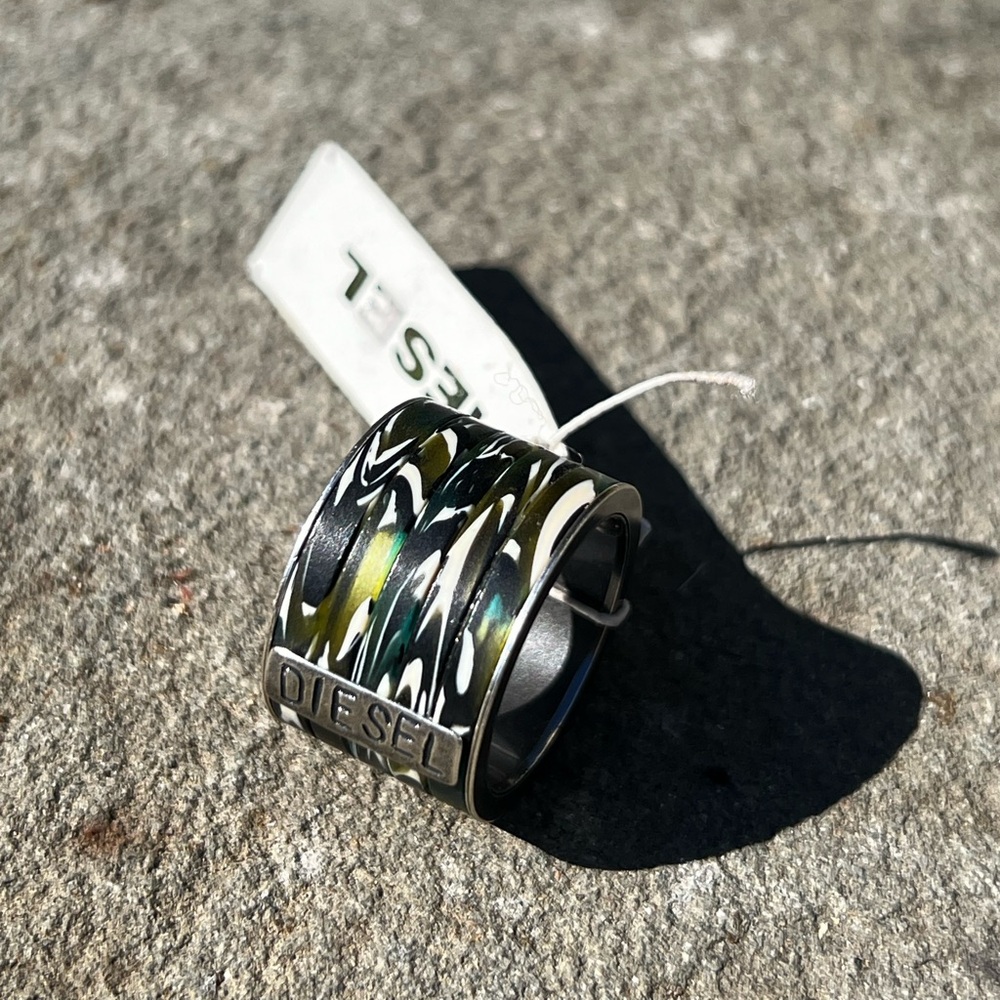 Diesel Men Camo Ring 925 Silver New w/ Tags Size 9